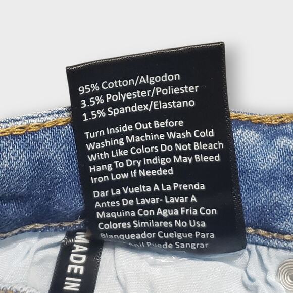 Risen Womens High-Rise Flare Distressed Jeans Sz 30/11 Light Blue Wash Raw Hem - Picture 9 of 13